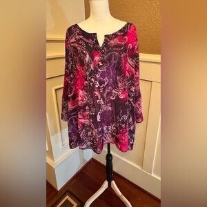 Just My Size Vibrant Pink and Purple Blouse